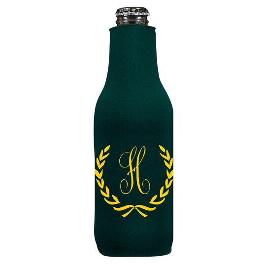 Laurel Wreath with Initial Bottle Huggers