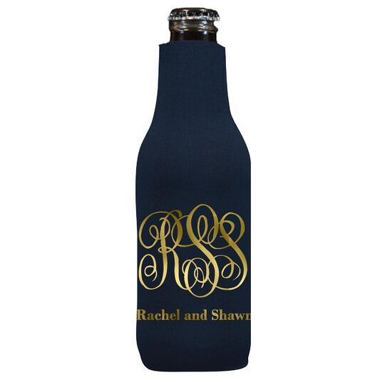 Large Script Monogram with Text Bottle Huggers