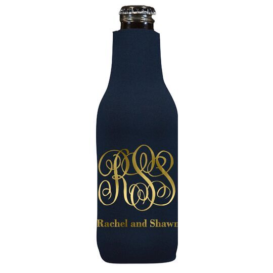 Large Script Monogram with Text Bottle Huggers