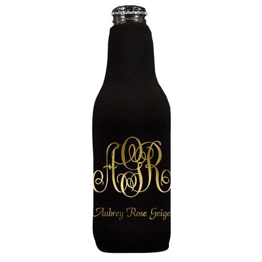 Large Script Monogram with Text Bottle Huggers