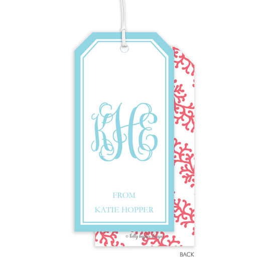 Coral Stripe Large Hanging Gift Tags