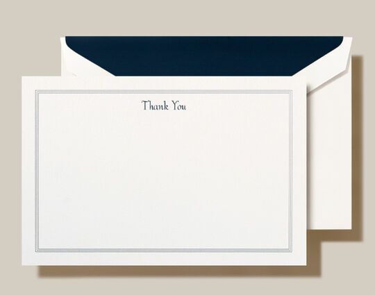 Navy Triple Hairline Framed Boxed Folded Note Cards