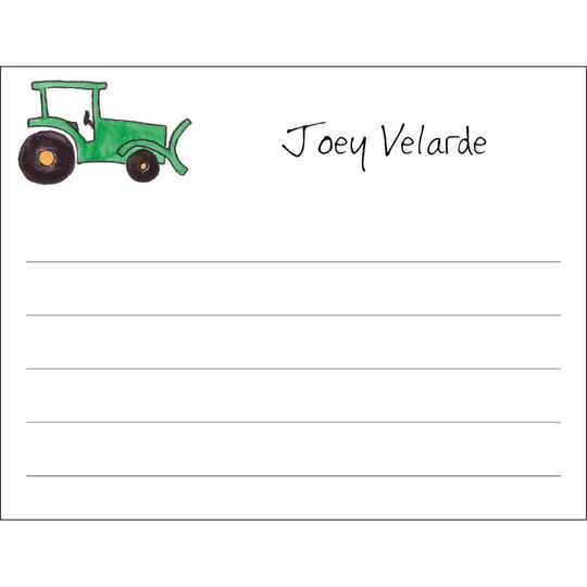 Green Tractor Flat Note Cards