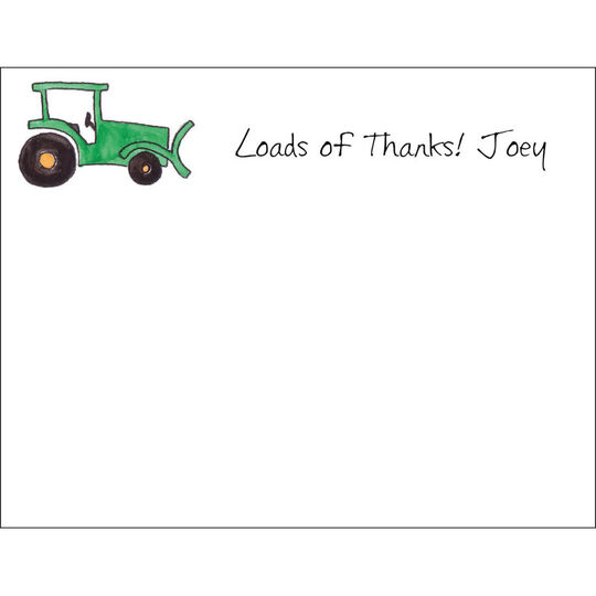 Green Tractor Flat Note Cards