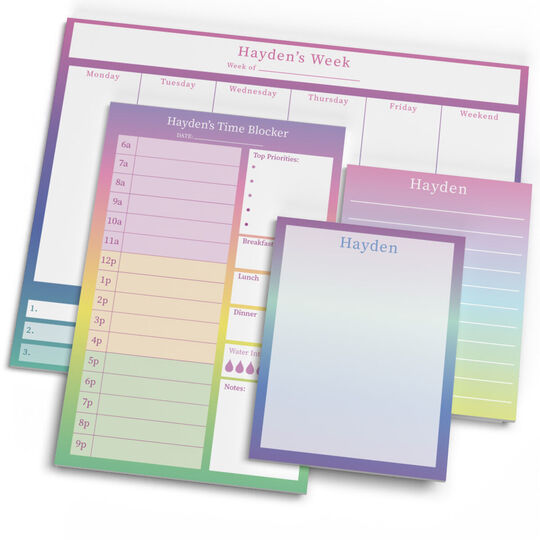 Gradient Rainbow Time Blocking Planner Set