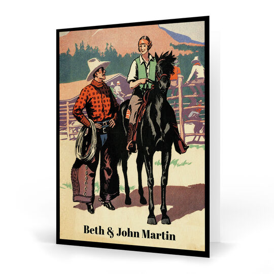 Retro Ranch Couple Folded Note Cards