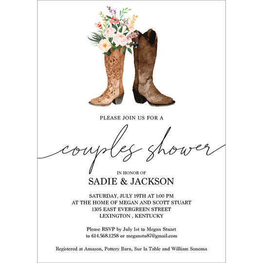 Floral Boots Shower Invitations