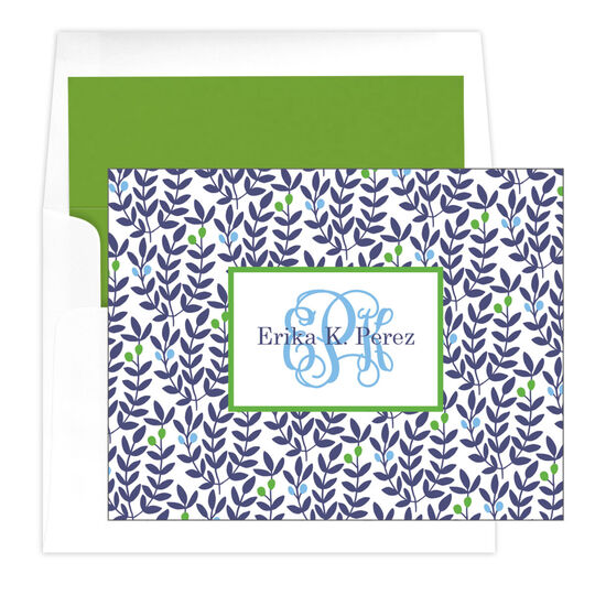 Blue and Green Vine Folded Note Cards