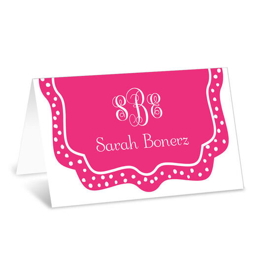 Hot Pink Dotted Border Folded Enclosure Cards