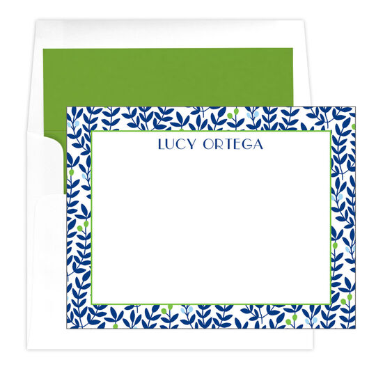 Blue and Green Vine Flat Note Cards
