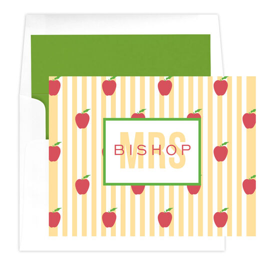 Your Text Apple Folded Note Cards