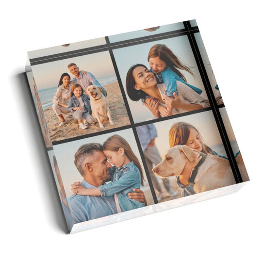 Stunning 4-Photo Block Glass Paperweight
