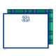 Green Plaid Back Monogram Flat Note Cards Image 1 of 3