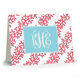 Coral Stripe Monogram Folded Note Cards Image 1 of 2