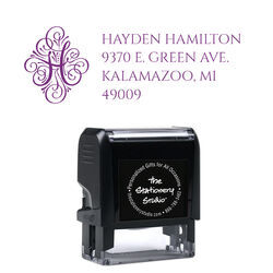 Ornate Initial Address Rectangular Self-Inking Stamp