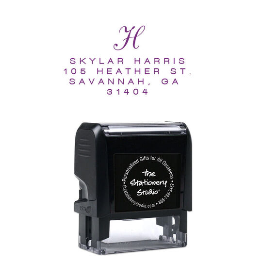 Classic Script Initial Address Rectangular Self-Inking Stamp