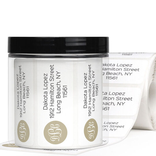 Pop of Color Monogram Rectangle Address Labels in a Jar