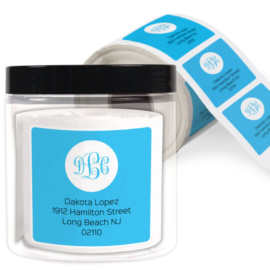 Pop of Color Monogram Square Address Labels in a Jar