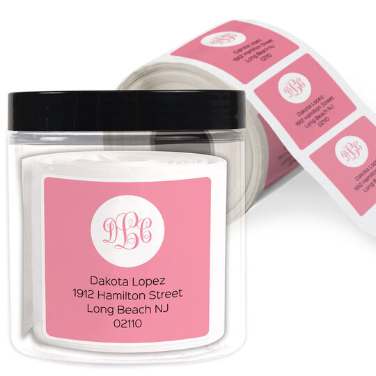 Pop of Color Monogram Square Address Labels in a Jar