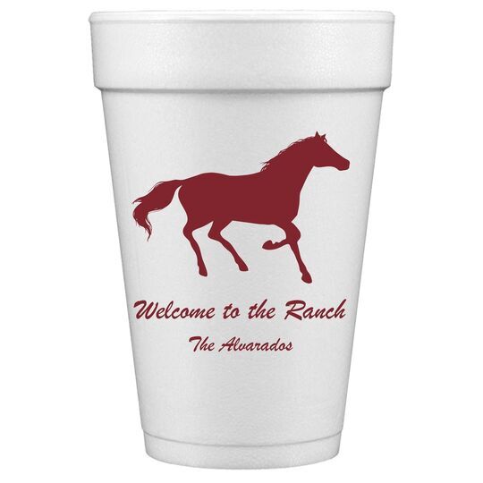 Galloping Horse Styrofoam Cups