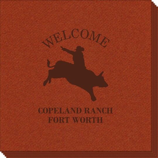 Bull Rider Silhouette Linen Like Napkins