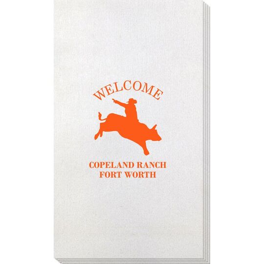 Bull Rider Silhouette Bamboo Luxe Guest Towels