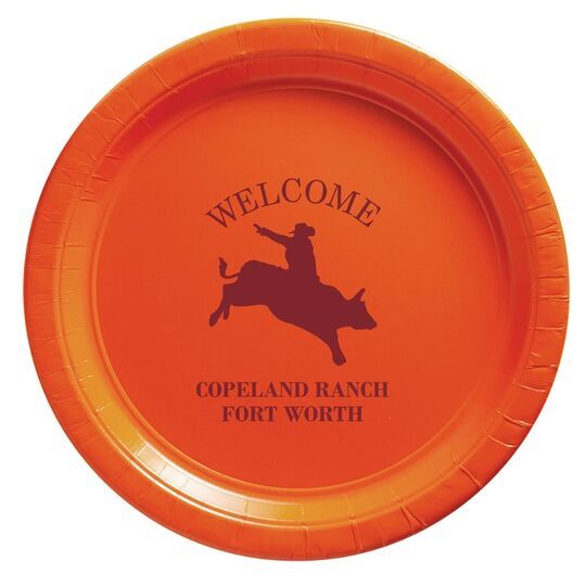 Bull Rider Silhouette Paper Plates