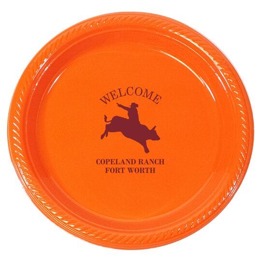 Bull Rider Silhouette Plastic Plates
