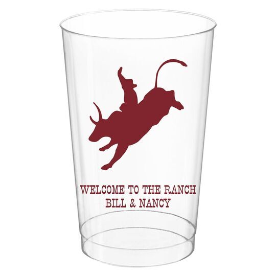 Bull Rider Clear Plastic Cups