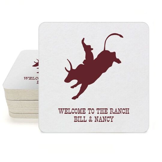 Bull Rider Square Coasters