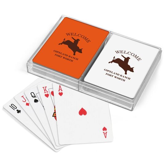 Bull Rider Silhouette Double Deck Playing Cards