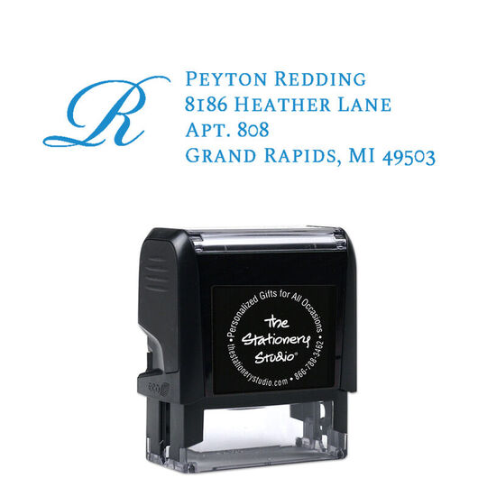 Elegant Script Initial Address Rectangular Self-Inking Stamp