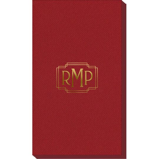 Interlocking Frame Monogram Linen Like Guest Towels