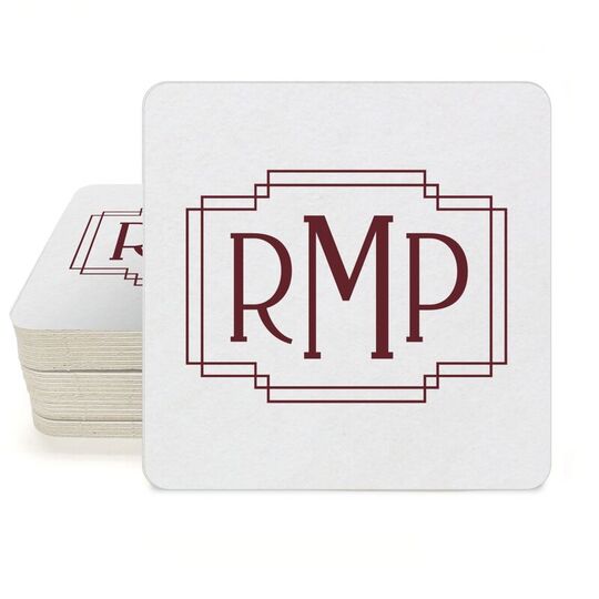 Interlocking Frame Monogram Square Coasters