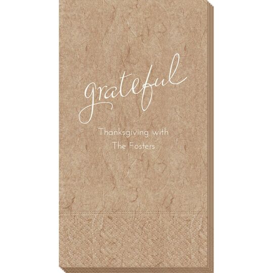 Expressive Script Grateful Bali Guest Towels