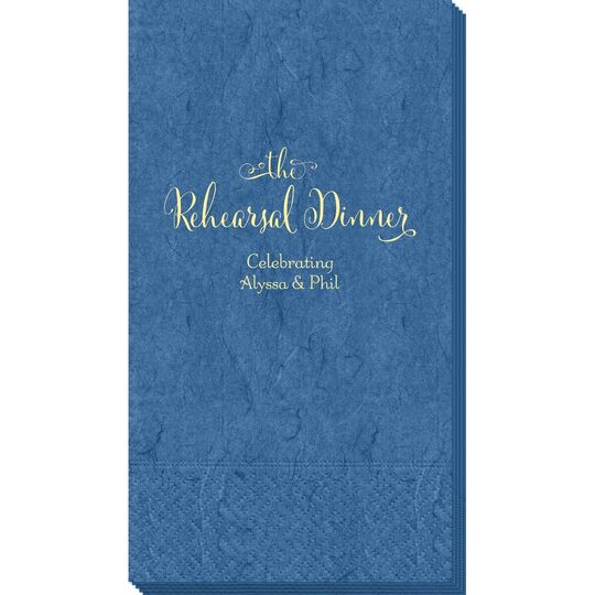 Curly Script Rehearsal Dinner Bali Guest Towels