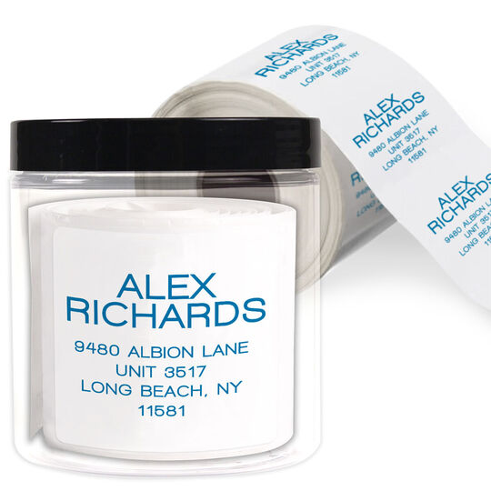 Modern Large Name Square Address Labels in a Jar