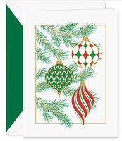 Merry Ornaments Folded Holiday Cards - Raised Ink