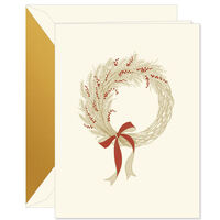 Harvest Wreath Folded Holiday Cards - Raised Ink