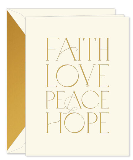 Faith Love Peace Hope Folded Holiday Cards - Raised Ink