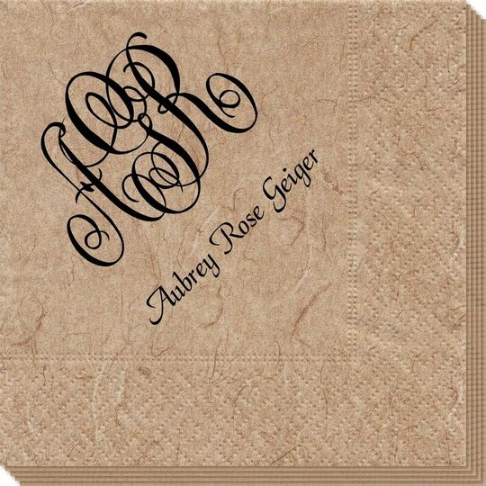 Large Script Monogram with Text Bali Napkins