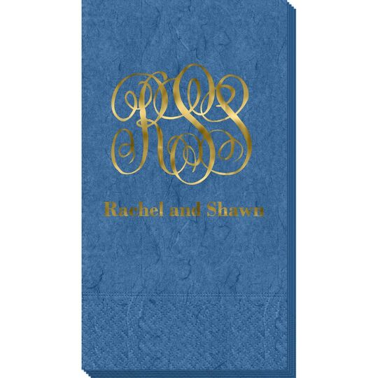 Large Script Monogram with Text Bali Guest Towels