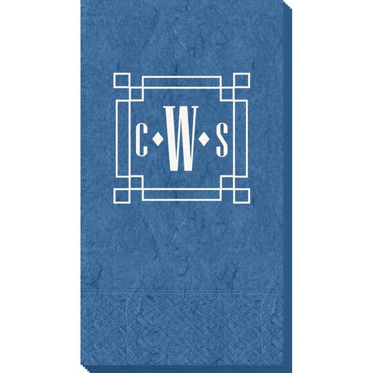 Greek Key Monogram Bali Guest Towels