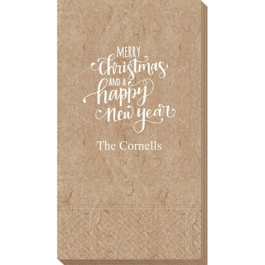 Hand Lettered Merry Christmas and Happy New Year Bali Guest Towels