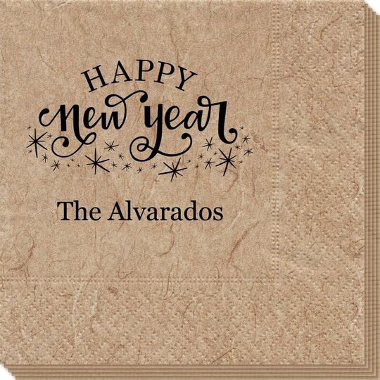 Hand Lettered Sparkle Happy New Year Bali Napkins