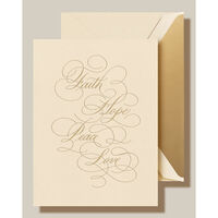 Engraved Faith Hope Peace Love Boxed Folded Holiday Cards