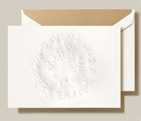 Blind Embossed Wreath Boxed Folded Holiday Cards