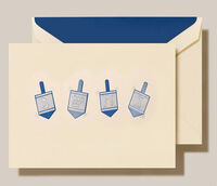 Engraved Dreidels Boxed Folded Hanukkah Cards