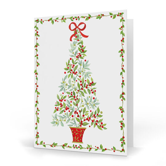 Twining Greenery Tree Folded Holiday Cards