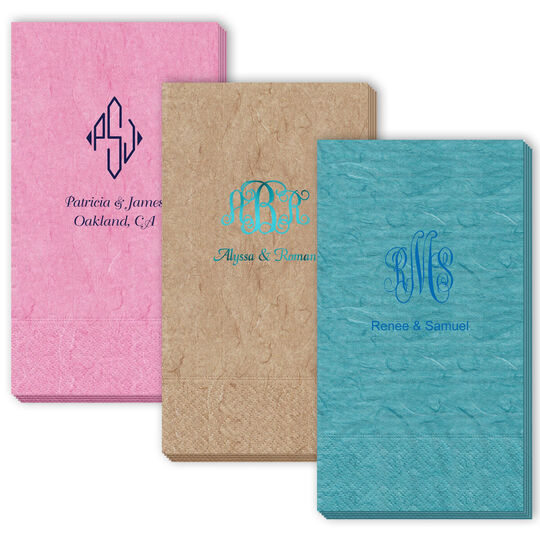 Pick Your Three Letter Monogram Style with Text Bali Guest Towels